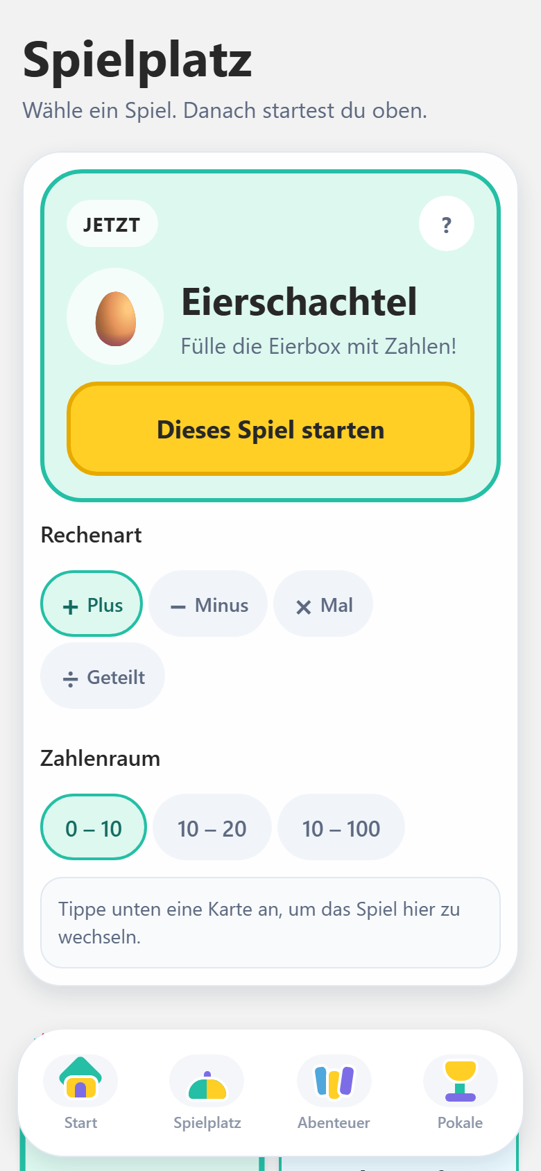 Übungsraum: Dein Kind sieht sofort, worum es geht: welche Rechenart, welcher Zahlenraum, was zu tun ist.